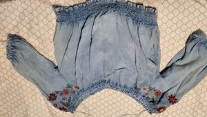 Faux Denim Crop Top